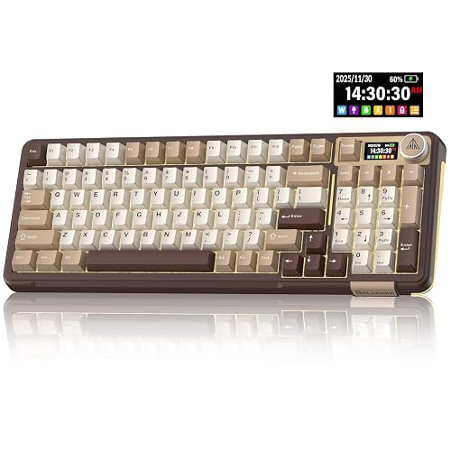 SOLAKAKA A99 Pro Mechanical Keyboard with LCD Screen & Metal Knob, Wireless Gaming Keyboard with BT5.0/2.4GHz/USB-C, Hot Swappable Creamy Keyboard, Gasket Structure, RGB Backlit, for Win/Mac