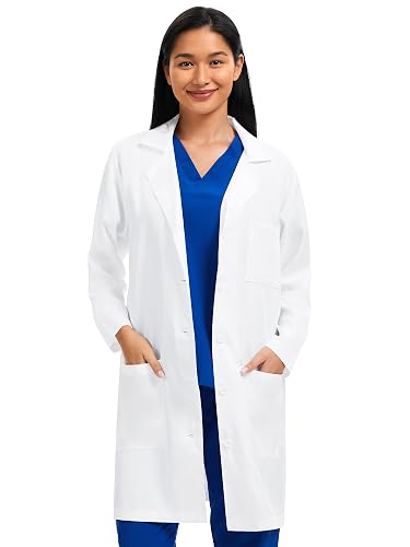 Lab Coat for Women with 3 Pockets, White Unisex Medical Coat, Relaxed Fit | Chest and Side Storage, Clinic Layer, For Students, Doctors, Lab Work, Daily Rounds, Clinical Rounds