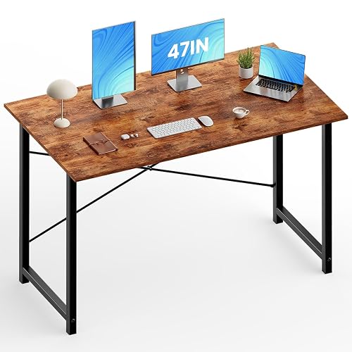 OLIXIS 47" Computer Desk, Home Office Workstation, Study Writing Table | Gaming Writing Work Station, Metal Frame Sturdy Durable, Easy Assembly Bedroom, Simple Rustic Style