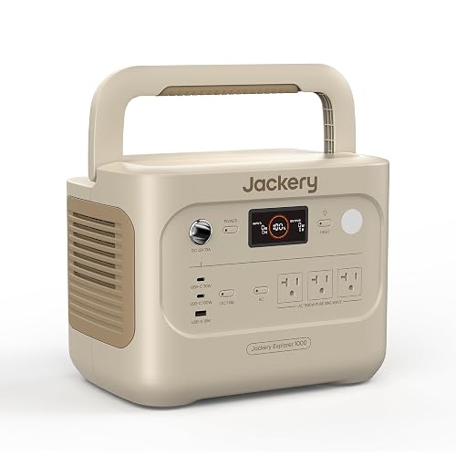 Jackery Explorer 1000 v2 Portable Power Station,1070Wh,1500W (Dune White) | 1 Hr Fast Charge, LiFePO4 Battery, 100W USB-C Output, Solar Generator for Camping, Emergency, RV, Off-Grid Living