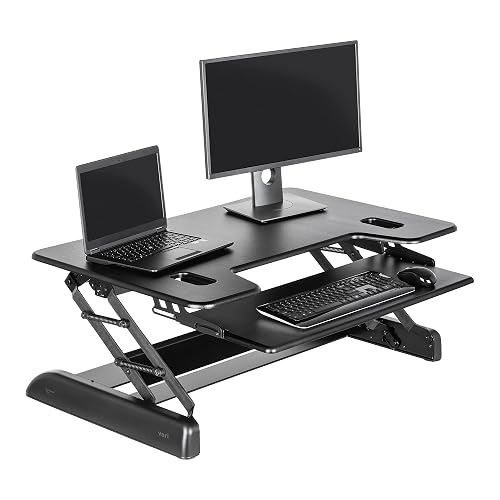 Vari Tall 40 Standing Desk Converter, Black | Extended Standing Height, Two-Tier Workspace, Spring-Assisted Lift, Fully Assembled
