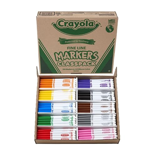 Crayola Fine Line Markers Classpack (200ct), Teacher Classroom Must Haves & Essentials, Bulk Kids Markers For Preschool, Kindergarten, Elementary School