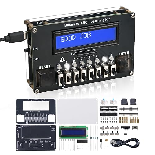 PEMENOL DIY Binary ASCII Code Transmitter Soldering Practice Kit, STEM Educational Electronics Project with LED Display, Learn Computer Basics & Soldering Skills for School Students Class Teaching