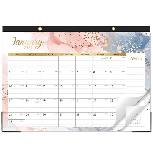 2027 Desk Calendar - 2027 Wall Calendar 12 Month, 17" x 12" | 2027 Calendar from January 2027 - December 2027, Desk Calendar 2027 with Protector Corner, Large Blocks