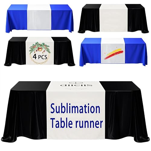 4 PCS Sublimation Table Banner 72" x 24" White 100% Polyester Table Runner Sublimation Blanks Personalized Table Runner with Logo,Table Decor, Party Decor, Vendor Booth, Blank Banner (4 PCS)