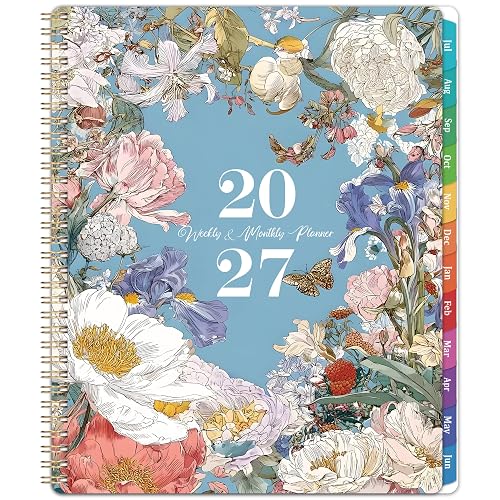 2027 Planner - 2027 Planner Weekly and Monthly, Jan.2027 - Dec.2027 | 8.5" x 11", Planner 2027, Planners Weekly and Monthly, Storage Pocket, Spiral Bound for School Office Home - Floral