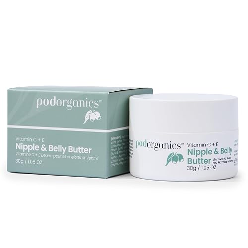 Pod Organics 1.05 Oz Vitamin A + E Nipple Cream & Belly Butter, Fragrance Free Lanolin-Free, Non-Greasy & Fast-Absorbing - Botanical Blend for Sore Nursing Skin, Itchy Bump & Sensitive Areas