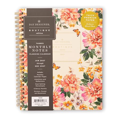 Blue Sky Day Designer Boutique 2027 Monthly Planner, 6"x8", Middleton | January 2027 - December 2027, Linen Paperboard Cover, Laminated Tabs, Pocket, 40 Notes Sheets, Day Designer Boutique Edition