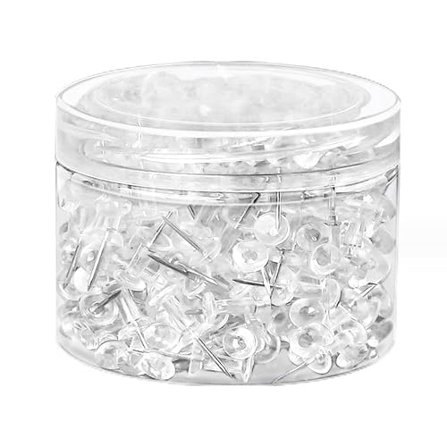500 Clear Push Pins – Steel Point with Plastic Head, Decorative Thumb Tacks for Bulletin Board, Corkboard, Maps, Photos, for Lawn, Yard, Patio, Garden Cleaning 1