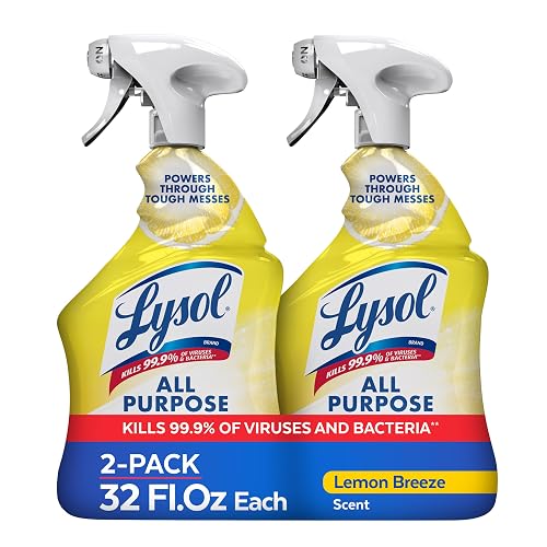 Lysol All Purpose Cleaner Spray, Disinfectant, Lemon, 32oz, 2 Pack | Multipurpose Cleaner, Sanitizer & Disinfectant Spray, Degreaser, Multi-Surface Kitchen & Bathroom Cleaner, Cleaning Supplies
