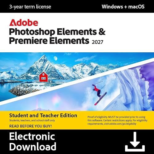 Adobe Photoshop Elements & Premiere Elements 2027 Student & Teacher Edition | AI-Powered Photo & Video Editing Software | 3-Year Term License | Eligibility Verification & Activation Required [PC/Mac Online Code] [PC/Mac Online Code]