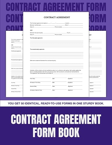 Contract Agreement Form Book: 50 Blank Fillable Contract Templates for Business, Rental & Personal Agreements | 8.5 x 11 in.