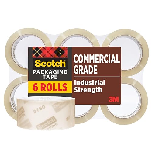 Scotch Commercial Grade Packing Tape, 1.88 in x 54.6 yd, 6 Rolls | Clear Packing Tape, Industrial Strength, Heavy Duty Tape for Boxes, Shipping, Moving, and Storage