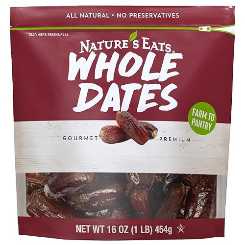 Nature's Eats Whole Dates, No Preservatives, Star-K Kosher, 16 oz | One-ingredient whole dates, 0g Added Sugar, no Preservatives, Resealable Healthy Snacks Bag for Adults & Kids