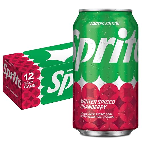 Sprite Winter Spiced Cranberry Caffeine-Free Soda Cans, 12 fl oz, 12 Pack | Fridge Pack, naturally flavored soft drink with a wintry twist