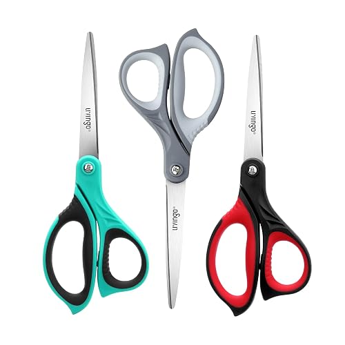 LIVINGO 3 Pack 8.5" Sharp Scissors All Purpose for Cutting Fabric Paper | Ergonomic Comfort Grip, Stainless Steel Blades, Shears for Office & School Home Sewing & Crafting DIY Daily Use