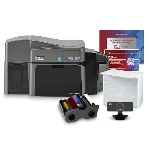 Bodno Fargo DTC1250e Dual Sided ID Card Printer & Complete Supplies Package with Bronze Edition Software