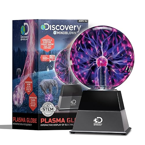 Discovery™ Plasma Globe Lamp, Touch & Sound Sensitive Lightning, Interactive Electric Plasma Ball for Hands-On STEM Learning, Plug-in Bedroom & Desktop Decorative lamp