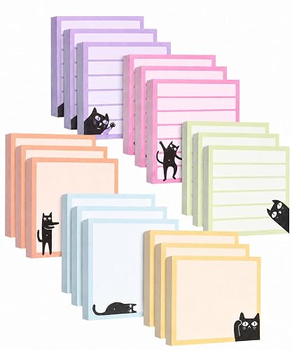 Mr. Pen- Black Cat Sticky Notes Set Bulk, 3" x 3", 18 Pads, 1440 Sheets | Bulk Black Cat Sticky Notes, Memo Pads, Self-Stick Note Pad for Office, School, Home, Study & Organization