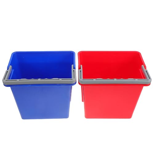 2pcs 6L Plastic Bucket with Handle, Heavy Duty Red Blue Sanitation Pail | Reinforced Construction Maintains Shape, Supports Hotel and Hospital Housekeeping, Helps during Janitorial Use