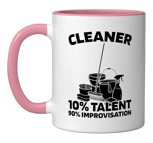 Cleaner Sanitation - Housekeeping Janitorial Cleaner Ceramic Mug, Pink/White