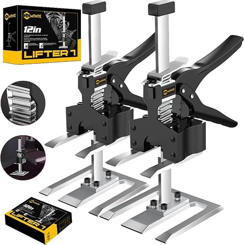 Mtnte Labor Saving Arm, 2 Pack Furniture Jack Lifter Tool, Black&Yellow | Drywall Lift for Bed Wall Tile Locator & Door Panel; Multi-Function Height Adjustment, Lift Range up to 6.7lbs.