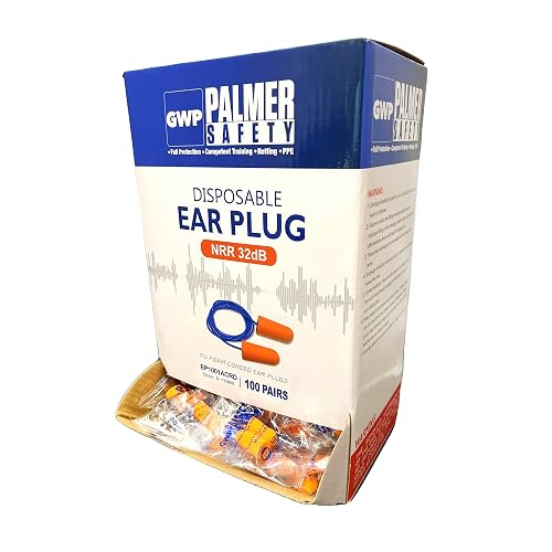 ATERET Earplugs 100 Pairs I 32db Noise Cancelling Soft Disposable Corded Ear Plugs I Safety Hearing Protection for Travel Concert Hunting Shooting Range Work Construction