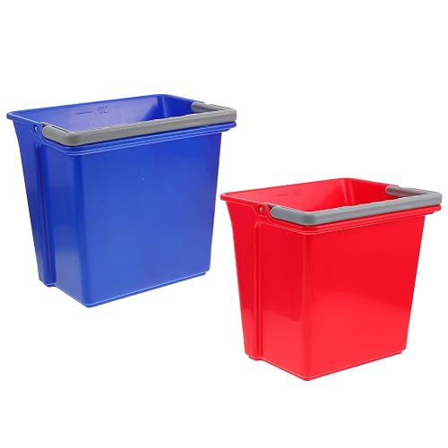 2pcs 6l Plastic Cleaning Bucket with Handle, Sanitation Pail | Reinforced Construction Resists Deformation and Prevents Spills, Fits Cleaning Carts for Hospitals, Hotels, and Janitorial