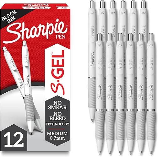 SHARPIE S-Gel Gel Pens,Pearl White Body,Black Ink,Medium Point (0.7mm),- For Journaling,Writing,Note-Taking,School,Office Supplies, 1 Count (Pack of 144)