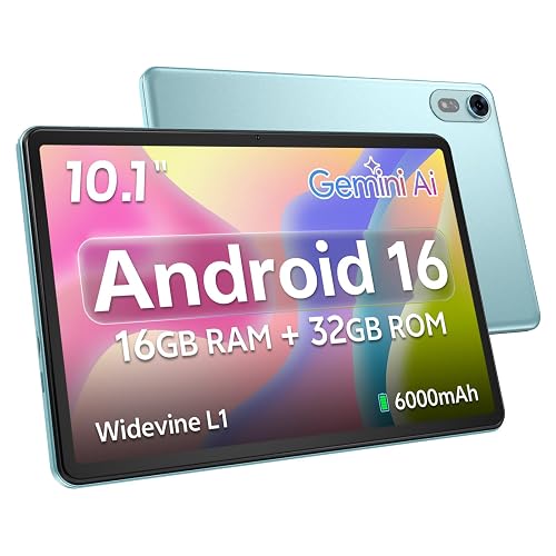 Android 16 Tablet 10 Inch,Octa‑Core,16GB RAM+32GB ROM, Widevine L1,WiFi 6 | Electronics Tablets, T7200 Processor,1TB Expandable, 6000mAh Battery,1280*800 HD Touchscreen,Dual Camera for Work & Streaming