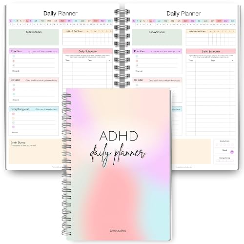 ADHD Daily Planner for Neurodivergent Adults - Productivity Daily Planner & Task Management to Stay Organized and Focused (Rainbow)