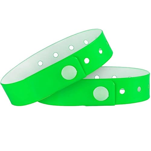 Ouchan Plastic Wristbands Neon Green 500 Pack, Viny Wristbands for Events | Disposable Event Wristbands, Waterproof Security, Colored Identification Wristbands for Party, Concert, Bar, Club, Festival