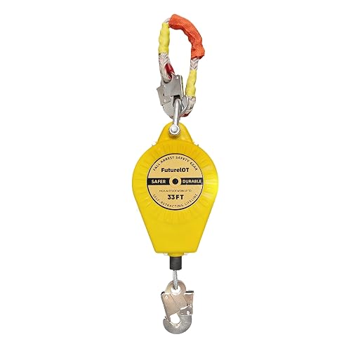 FuturelOT Self Retracting Lifeline 33ft 330lbs Fall Arrester Lanyard Protect Safety Harness Fall Protection with Alloy Steel Hook Steel Wire Rope(10m)