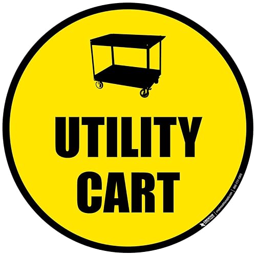 Creative Safety Supply Utility Cart Floor Sign (16in x 16in) | Self-Adhesive, Industrial Grade Vinyl Floor Sign for Indoor Visual Communication