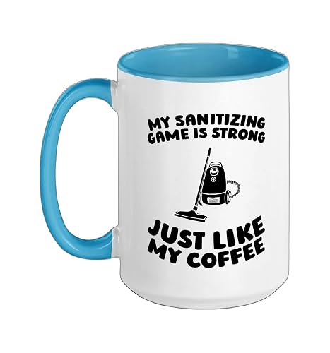 Cleaner Housekeeping - Janitorial Sanitation Cleaner Ceramic Mug, Blue/White, 15oz
