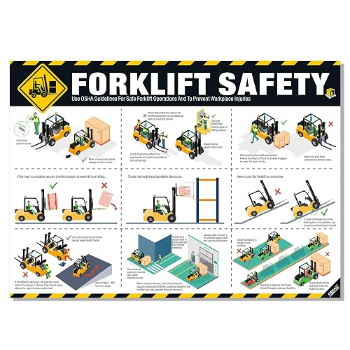 Forklift Safety Poster – OSHA Compliance Guide for Workplace & Warehouse, Forklift Operation Rules, Forklifts Safe Rules Poster 18"x24", Industrial Poster Waterproof, Tear-Resistant