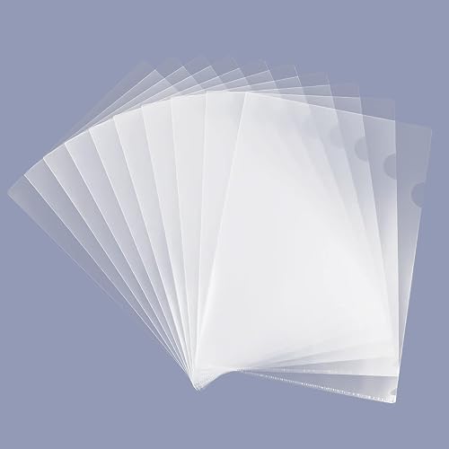 GOMRQING Clear Document Folder Copy Safe Project Pockets fits 8.5x11 Letter Size US Paper,L-Type Plastic Clear Paper Sleeves Protector Resume File Poly Jacket Folders Organizer in Transparent 100 Pack