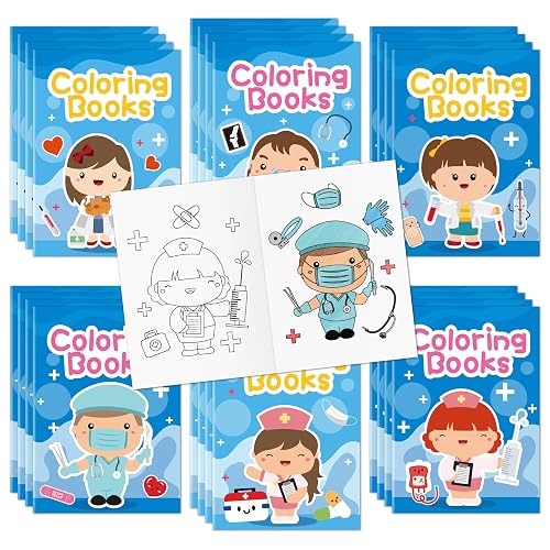Bulk Doctor Nurse Coloring Books, 24Pcs Mini Drawing Booklet for Kids | Medical Theme DIY Art Coloring Book for Toddlers Party Goodie Bags Stuffer Classroom Crafts Clinic Gifts