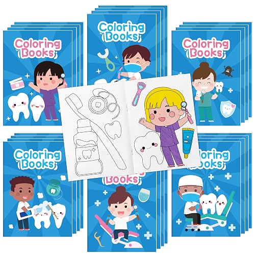 X1zuue Bulk Dentist Coloring Books, 24Pcs Mini Drawing Booklet for Kids | Tooth Theme DIY Art Coloring Book for Toddlers Dental Party Favors Classroom Rewards Dentist Office Giveaways Art Activities