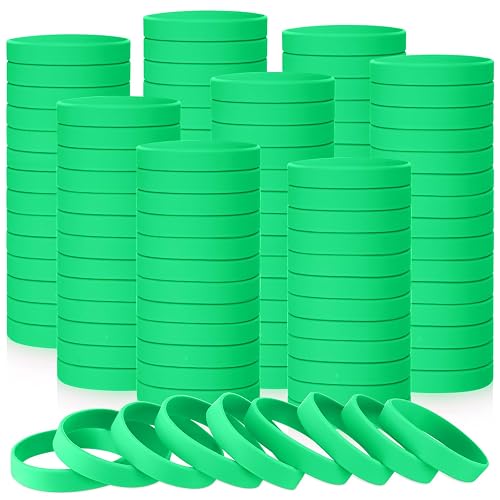 Liliful 100 Pcs Silicone Rubber Wristbands Rubber Wristband Bracelet Bands for Silicone Wristbands for Women Men(Green)
