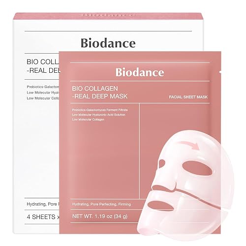 BIODANCE Bio-Collagen Real Deep Mask for Hydrating & Plumping (4ea) | Overnight Hydrogel Face Mask, Pore Minimizing, Elasticity, Korean Skin Care, Self Care Gifts for Women, Travel Essentials