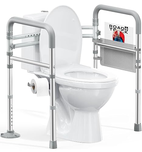 HOMLAND Toilet Safety Rails for Seniors, Adjustable Height & Width 350lb Toilet Handles for Elderly and Disabled, Foldable Toilet Safety Frame, Fit Any Toilet