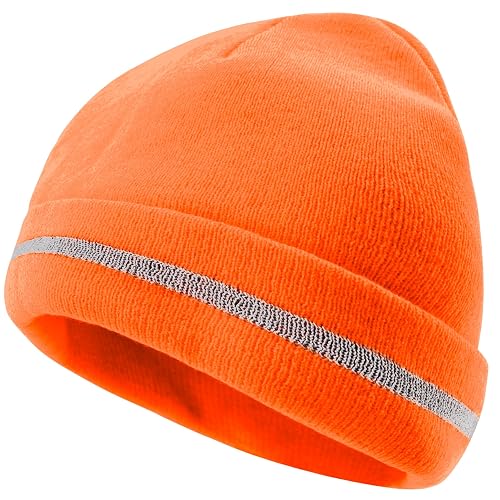 JORESTECH Safety Beanie Unisex Knit Cap Black with Reflective Stripe or Reflective Stitching High Visibility