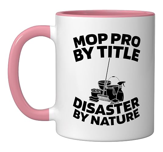 Cleaner Housekeeping Sanitation - Janitorial Cleaner Ceramic Mug, Pink/White