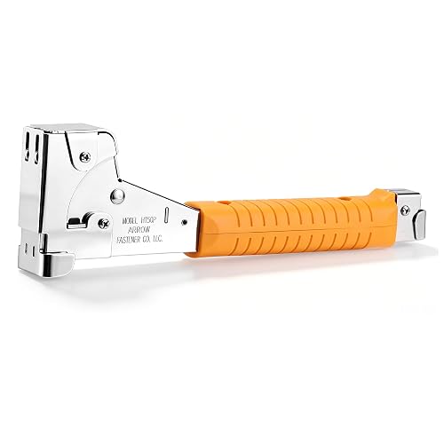 Arrow HT50 Hammer Tacker, Heavy-Duty Manual Stapler | Chrome Steel, Sure-Grip Handle, Rear-Load Magazine, Fits T50 5/16", 3/8" & 1/2" Staples, For Roofing, House Wrap, Insulation