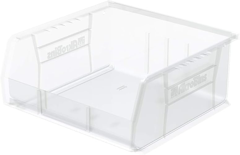 Akro-Mils 30235 AkroBins Plastic Storage Bins, 11"x11"x5", Clear, 6-Pack | Space-Saving Stackable Bins for Garage, Pantry, Craft Organization