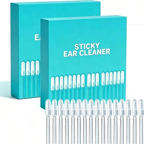 Sticky Ear Cleaning Sticks, Gentle Adhesive Ear Picks for Ear Wax Removal, Reusable Soft Rubber Ear Cleaning Tools, Home Personal Care Kit(2 Boxes 48 Counts)