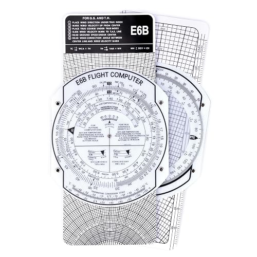 SimCoach Mechanical E6B Flight Computer for Pilots | Double-Sided Aviation Slide Rule, Wind and Calculator Sides, Storage Pouch, Digital Guide for Student Pilot Ground School