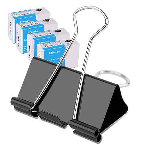 Ufmarine 40 Pcs Large Binder Clips 1.6 inch Length, Binder Clips Large for Office Supplies
