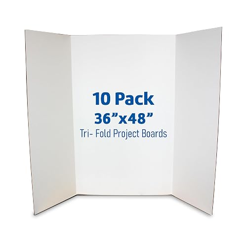 Flipside Products 36” x 48” Project Boards for Presentations, Science Fair, School Projects, Event Displays and Trifold Picture Board, Proudly Made in USA - Clay White - 10 Pack